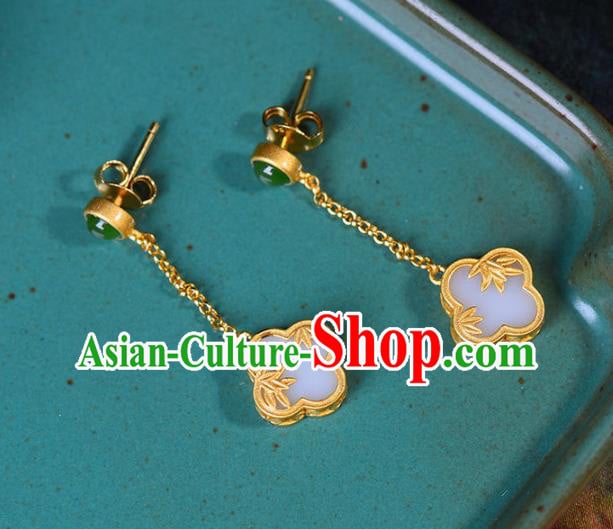 China Traditional Golden Bamboo Leaf Ear Jewelry Accessories National Cheongsam Earrings China Traditional Golden Bamboo Leaf Ear Jewelry Accessories National Cheongsam Earrings