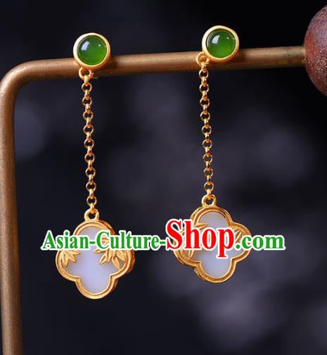 China Traditional Golden Bamboo Leaf Ear Jewelry Accessories National Cheongsam Earrings China Traditional Golden Bamboo Leaf Ear Jewelry Accessories National Cheongsam Earrings