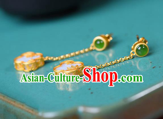 China Traditional Golden Bamboo Leaf Ear Jewelry Accessories National Cheongsam Earrings China Traditional Golden Bamboo Leaf Ear Jewelry Accessories National Cheongsam Earrings