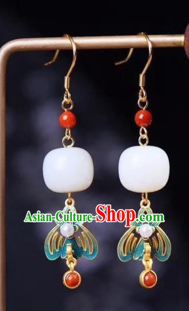 China Traditional Court Jade Ear Jewelry Accessories National Cheongsam Enamel Phoenix Earrings China Traditional Court Jade Ear Jewelry Accessories National Cheongsam Enamel Phoenix Earrings