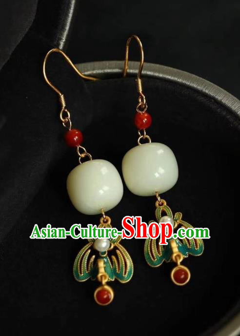 China Traditional Court Jade Ear Jewelry Accessories National Cheongsam Enamel Phoenix Earrings China Traditional Court Jade Ear Jewelry Accessories National Cheongsam Enamel Phoenix Earrings
