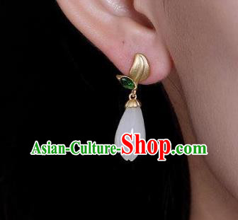 China Traditional Jade Mangnolia Ear Jewelry Accessories National Cheongsam Green Crystal Earrings China Traditional Jade Mangnolia Ear Jewelry Accessories National Cheongsam Green Crystal Earrings