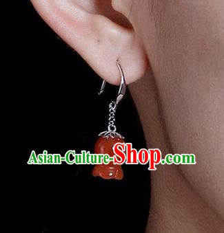 China Traditional Silver Ear Jewelry Accessories National Cheongsam Red Convallaria Earrings China Traditional Silver Ear Jewelry Accessories National Cheongsam Red Convallaria Earrings