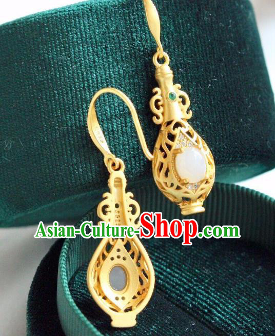 China Traditional Crystal Ear Jewelry Accessories National Cheongsam Golden Vase Earrings China Traditional Crystal Ear Jewelry Accessories National Cheongsam Golden Vase Earrings