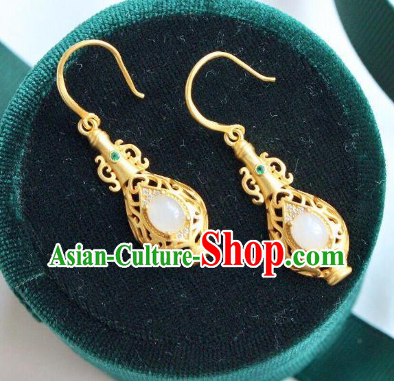 China Traditional Crystal Ear Jewelry Accessories National Cheongsam Golden Vase Earrings China Traditional Crystal Ear Jewelry Accessories National Cheongsam Golden Vase Earrings