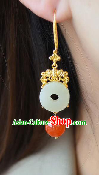 China Traditional Jade Ear Jewelry Accessories National Cheongsam Red Bead Earrings China Traditional Jade Ear Jewelry Accessories National Cheongsam Red Bead Earrings