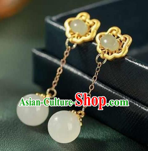 China Traditional Golden Cloud Ear Jewelry Accessories National Cheongsam Jade Tassel Earrings China Traditional Golden Cloud Ear Jewelry Accessories National Cheongsam Jade Tassel Earrings