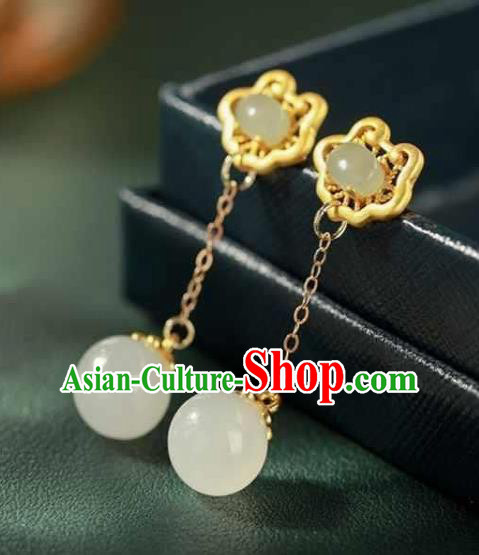 China Traditional Golden Cloud Ear Jewelry Accessories National Cheongsam Jade Tassel Earrings China Traditional Golden Cloud Ear Jewelry Accessories National Cheongsam Jade Tassel Earrings