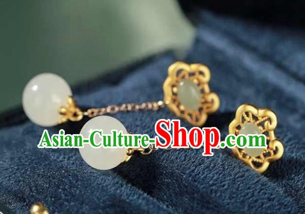 China Traditional Golden Cloud Ear Jewelry Accessories National Cheongsam Jade Tassel Earrings China Traditional Golden Cloud Ear Jewelry Accessories National Cheongsam Jade Tassel Earrings