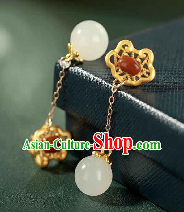 China Traditional Agate Ear Jewelry Accessories National Cheongsam Golden Cloud Earrings China Traditional Agate Ear Jewelry Accessories National Cheongsam Golden Cloud Earrings