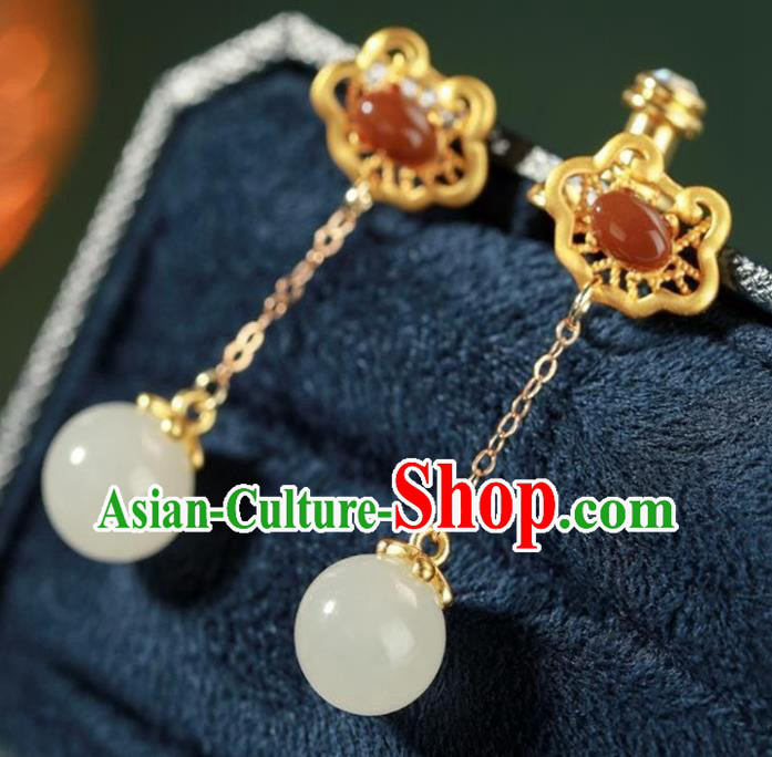 China Traditional Agate Ear Jewelry Accessories National Cheongsam Golden Cloud Earrings China Traditional Agate Ear Jewelry Accessories National Cheongsam Golden Cloud Earrings