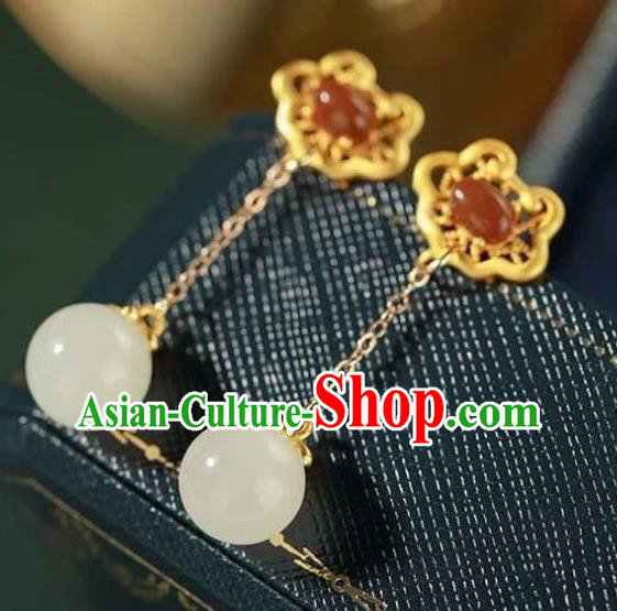 China Traditional Agate Ear Jewelry Accessories National Cheongsam Golden Cloud Earrings China Traditional Agate Ear Jewelry Accessories National Cheongsam Golden Cloud Earrings