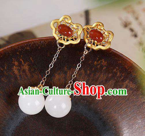 China Traditional Agate Ear Jewelry Accessories National Cheongsam Golden Cloud Earrings China Traditional Agate Ear Jewelry Accessories National Cheongsam Golden Cloud Earrings