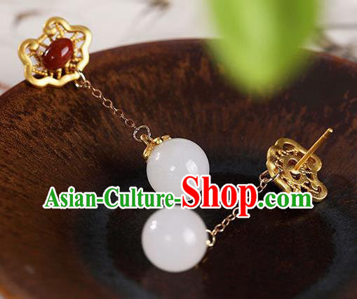 China Traditional Agate Ear Jewelry Accessories National Cheongsam Golden Cloud Earrings China Traditional Agate Ear Jewelry Accessories National Cheongsam Golden Cloud Earrings