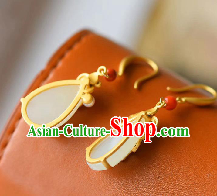 China Traditional Blueing Cloud Ear Jewelry Accessories National Cheongsam White Jade Earrings China Traditional Blueing Cloud Ear Jewelry Accessories National Cheongsam White Jade Earrings