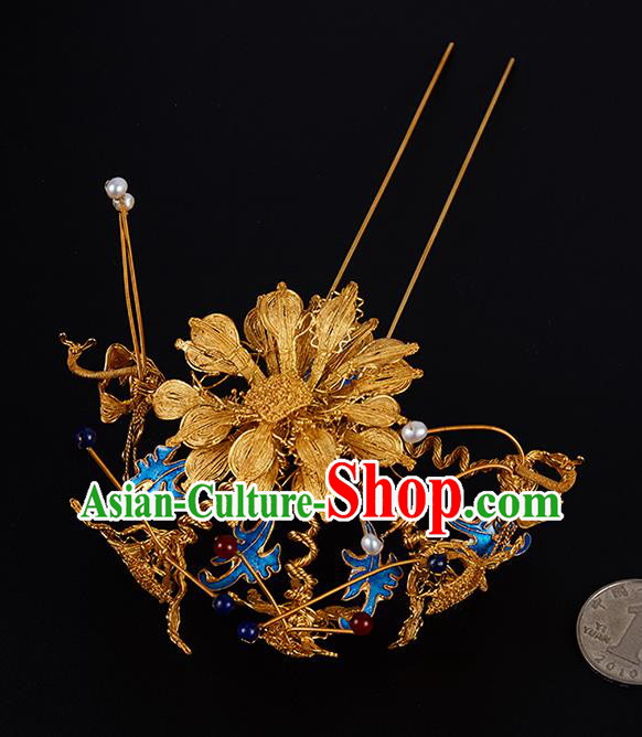 China Jewelry Handmade Filigree Hair Accessories Traditional Qing Dynasty Blueing Hairpin China Jewelry Handmade Filigree Hair Accessories Traditional Qing Dynasty Blueing Hairpin