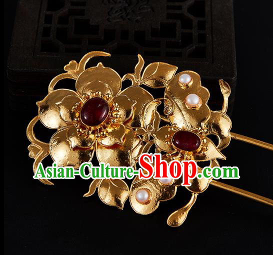 China Handmade Agate Hair Accessories Traditional Qing Dynasty Golden Butterfly Hairpin Jewelry China Handmade Agate Hair Accessories Traditional Qing Dynasty Golden Butterfly Hairpin Jewelry
