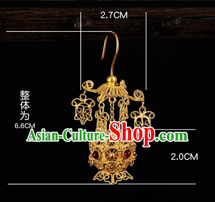 China Traditional Ming Dynasty Golden Lantern Ear Jewelry Accessories Ancient Empress Agate Earrings China Traditional Ming Dynasty Golden Lantern Ear Jewelry Accessories Ancient Empress Agate Earrings