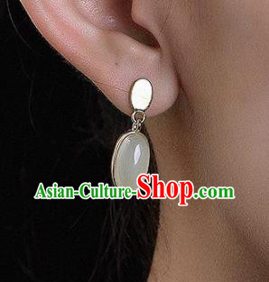 China Traditional Ear Jewelry Accessories National Cheongsam Golden Jade Earrings China Traditional Ear Jewelry Accessories National Cheongsam Golden Jade Earrings