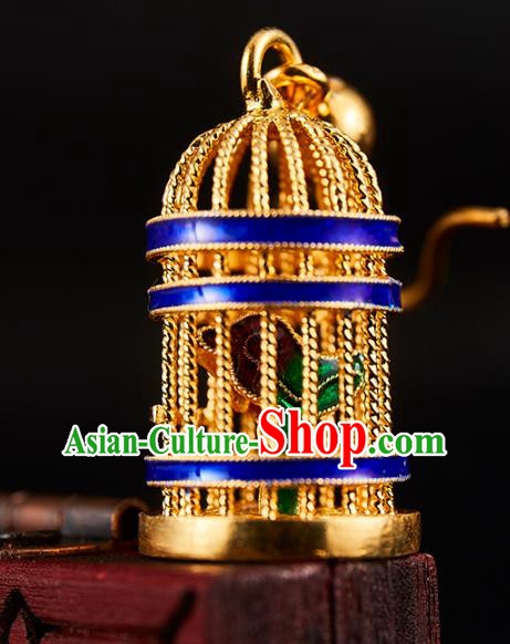 China Traditional Blueing Ear Jewelry Accessories Ancient Empress Golden Birdcage Earrings China Traditional Blueing Ear Jewelry Accessories Ancient Empress Golden Birdcage Earrings