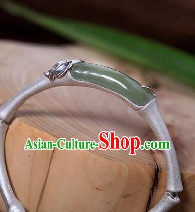 China Handmade Jade Bracelet Accessories Traditional Silver Bamboo Bangle Jewelry China Handmade Jade Bracelet Accessories Traditional Silver Bamboo Bangle Jewelry