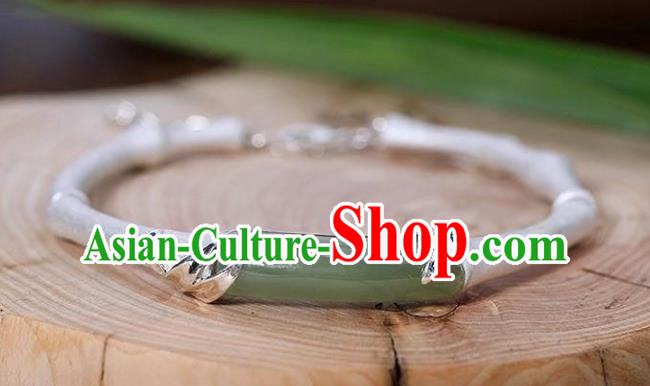 China Handmade Jade Bracelet Accessories Traditional Silver Bamboo Bangle Jewelry China Handmade Jade Bracelet Accessories Traditional Silver Bamboo Bangle Jewelry