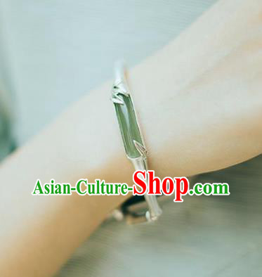 China Handmade Jade Bracelet Accessories Traditional Silver Bamboo Bangle Jewelry China Handmade Jade Bracelet Accessories Traditional Silver Bamboo Bangle Jewelry