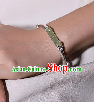 China Handmade Jade Bracelet Accessories Traditional Silver Bamboo Bangle Jewelry China Handmade Jade Bracelet Accessories Traditional Silver Bamboo Bangle Jewelry