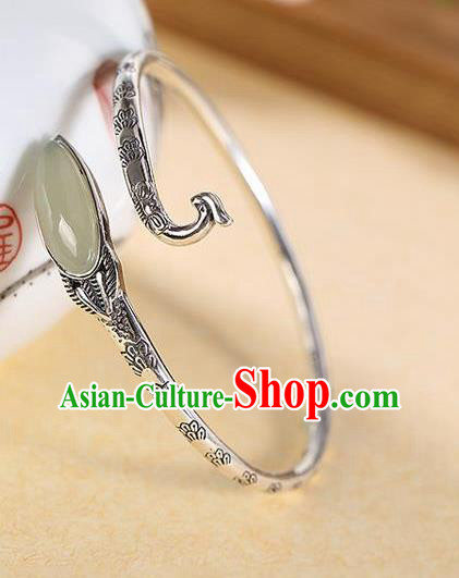 China Handmade Jade Bracelet Accessories Traditional Silver Phoenix Bangle Jewelry China Handmade Jade Bracelet Accessories Traditional Silver Phoenix Bangle Jewelry