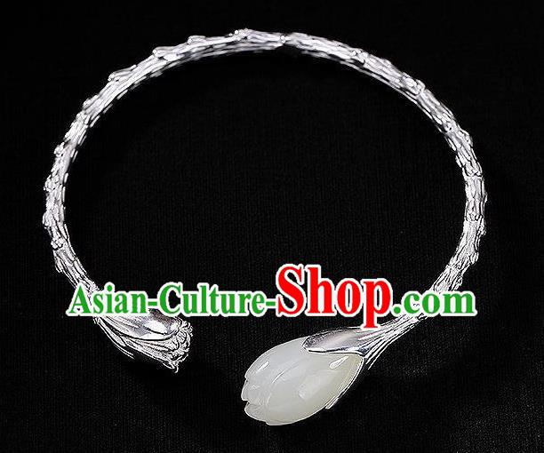 China Handmade Bracelet Accessories Traditional Jade Mangnolia Bangle Jewelry China Handmade Bracelet Accessories Traditional Jade Mangnolia Bangle Jewelry