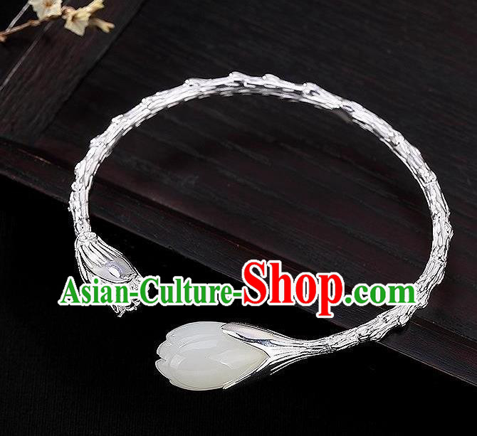 China Handmade Bracelet Accessories Traditional Jade Mangnolia Bangle Jewelry China Handmade Bracelet Accessories Traditional Jade Mangnolia Bangle Jewelry