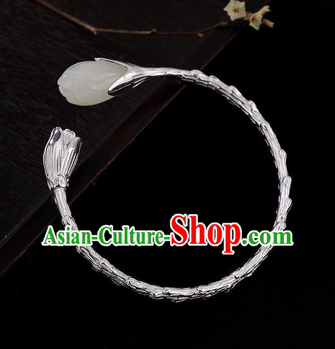 China Handmade Bracelet Accessories Traditional Jade Mangnolia Bangle Jewelry China Handmade Bracelet Accessories Traditional Jade Mangnolia Bangle Jewelry