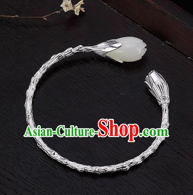 China Handmade Bracelet Accessories Traditional Jade Mangnolia Bangle Jewelry China Handmade Bracelet Accessories Traditional Jade Mangnolia Bangle Jewelry