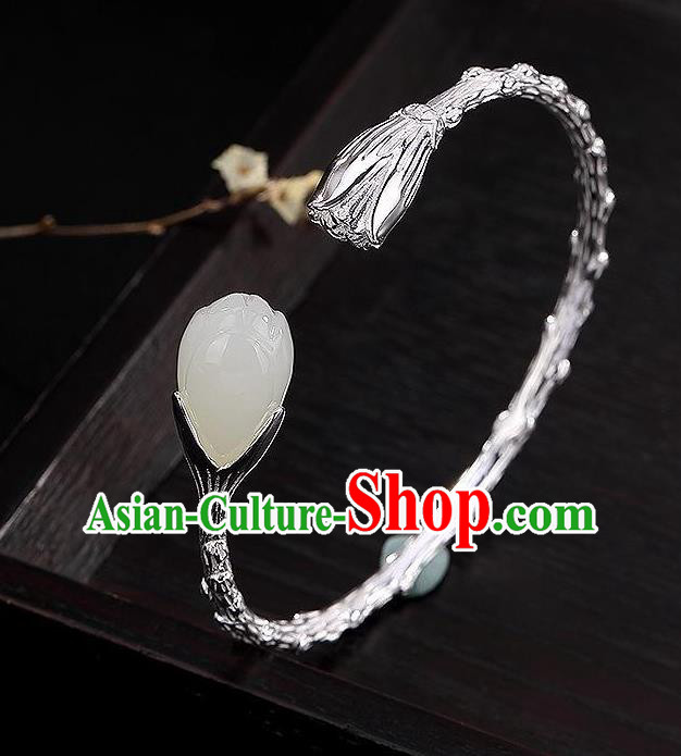 China Handmade Bracelet Accessories Traditional Jade Mangnolia Bangle Jewelry China Handmade Bracelet Accessories Traditional Jade Mangnolia Bangle Jewelry