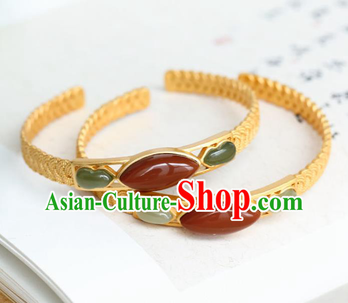 China Handmade Golden Bracelet Accessories Traditional Jade Gourd Bangle Jewelry China Handmade Golden Bracelet Accessories Traditional Jade Gourd Bangle Jewelry