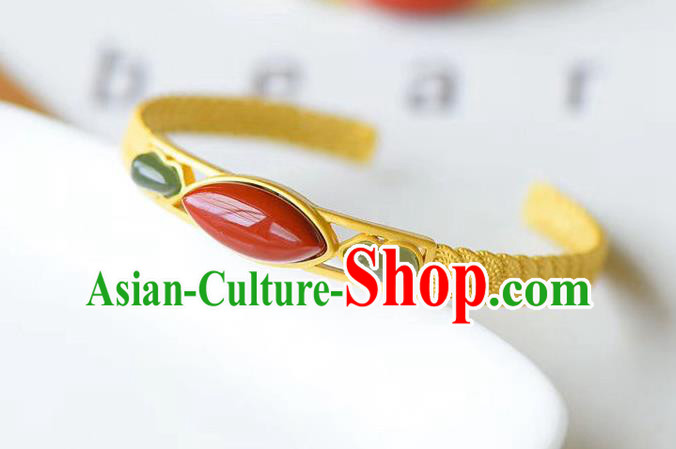 China Handmade Golden Bracelet Accessories Traditional Jade Gourd Bangle Jewelry China Handmade Golden Bracelet Accessories Traditional Jade Gourd Bangle Jewelry