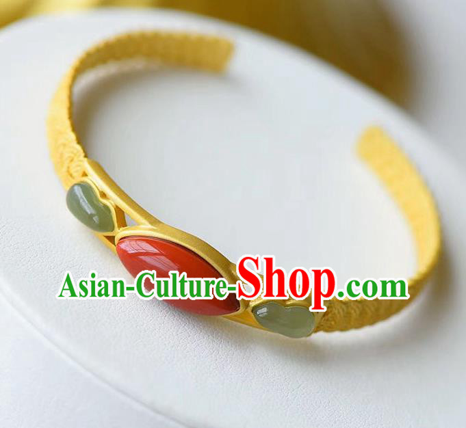 China Handmade Golden Bracelet Accessories Traditional Jade Gourd Bangle Jewelry China Handmade Golden Bracelet Accessories Traditional Jade Gourd Bangle Jewelry