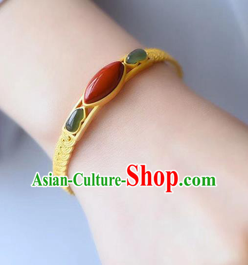 China Handmade Golden Bracelet Accessories Traditional Jade Gourd Bangle Jewelry China Handmade Golden Bracelet Accessories Traditional Jade Gourd Bangle Jewelry