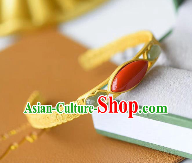 China Handmade Golden Bracelet Accessories Traditional Jade Gourd Bangle Jewelry China Handmade Golden Bracelet Accessories Traditional Jade Gourd Bangle Jewelry
