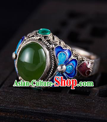 Chinese National Wedding Silver Ring Handmade Jewelry Accessories Classical Qing Dynasty Blueing Circlet Chinese National Wedding Silver Ring Handmade Jewelry Accessories Classical Qing Dynasty Blueing Circlet