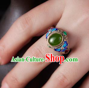 Chinese National Wedding Silver Ring Handmade Jewelry Accessories Classical Qing Dynasty Blueing Circlet Chinese National Wedding Silver Ring Handmade Jewelry Accessories Classical Qing Dynasty Blueing Circlet
