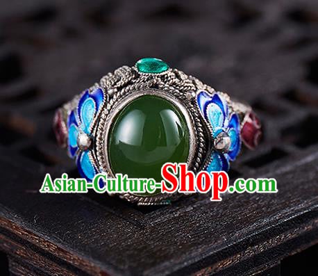 Chinese National Wedding Silver Ring Handmade Jewelry Accessories Classical Qing Dynasty Blueing Circlet Chinese National Wedding Silver Ring Handmade Jewelry Accessories Classical Qing Dynasty Blueing Circlet