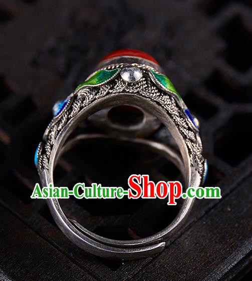 Chinese National Wedding Silver Ring Handmade Jewelry Accessories Classical Qing Dynasty Blueing Circlet Chinese National Wedding Silver Ring Handmade Jewelry Accessories Classical Qing Dynasty Blueing Circlet