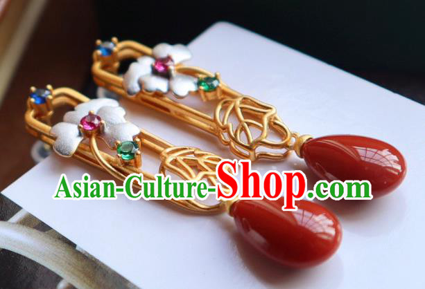 China Traditional Mangnolia Ear Jewelry Accessories Classical Cheongsam Golden Earrings China Traditional Mangnolia Ear Jewelry Accessories Classical Cheongsam Golden Earrings