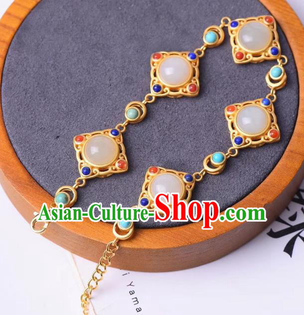 China Handmade Gems Bracelet Accessories Traditional White Chalcedony Bangle Jewelry China Handmade Gems Bracelet Accessories Traditional White Chalcedony Bangle Jewelry