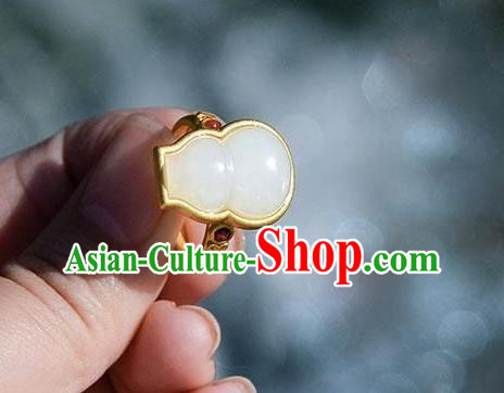 Chinese Classical National Golden Circlet Handmade Jewelry Accessories Jade Gourd Ring Chinese Classical National Golden Circlet Handmade Jewelry Accessories Jade Gourd Ring