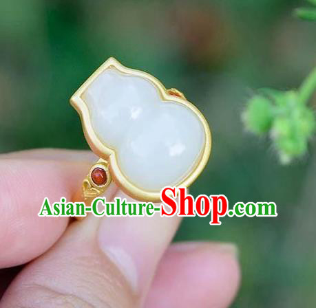 Chinese Classical National Golden Circlet Handmade Jewelry Accessories Jade Gourd Ring Chinese Classical National Golden Circlet Handmade Jewelry Accessories Jade Gourd Ring