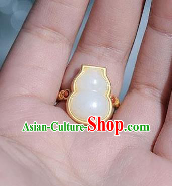 Chinese Classical National Golden Circlet Handmade Jewelry Accessories Jade Gourd Ring Chinese Classical National Golden Circlet Handmade Jewelry Accessories Jade Gourd Ring