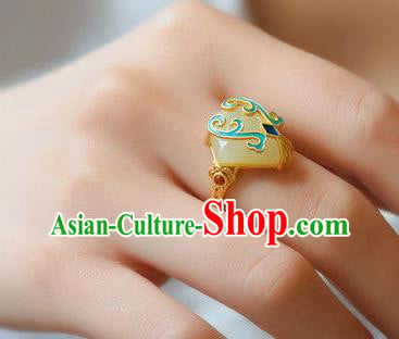 Chinese Classical National Jade Circlet Handmade Jewelry Accessories Qing Dynasty Court Ring Chinese Classical National Jade Circlet Handmade Jewelry Accessories Qing Dynasty Court Ring