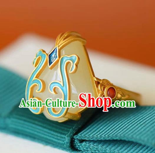 Chinese Classical National Jade Circlet Handmade Jewelry Accessories Qing Dynasty Court Ring Chinese Classical National Jade Circlet Handmade Jewelry Accessories Qing Dynasty Court Ring